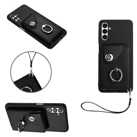 Organ Card Bag Ring Holder PU Phone Case with Lanyard, For Samsung Galaxy A14 5G, For Samsung Galaxy A04 4G, For Samsung Galaxy A13 5G/A04s, For Samsung Galaxy S20 FE, For Samsung Galaxy A23 165.4mm, For Samsung Galaxy A53 5G, For Samsung Galaxy A33 5G...