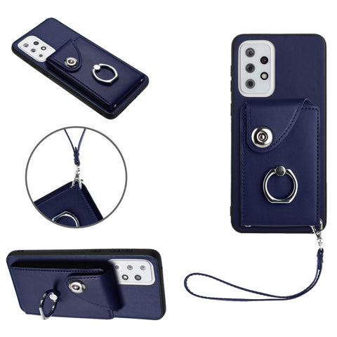Organ Card Bag Ring Holder PU Phone Case with Lanyard, For Samsung Galaxy A14 5G, For Samsung Galaxy A04 4G, For Samsung Galaxy A13 5G/A04s, For Samsung Galaxy S20 FE, For Samsung Galaxy A23 165.4mm, For Samsung Galaxy A53 5G, For Samsung Galaxy A33 5G...
