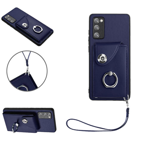 Organ Card Bag Ring Holder PU Phone Case with Lanyard, For Samsung Galaxy A14 5G, For Samsung Galaxy A04 4G, For Samsung Galaxy A13 5G/A04s, For Samsung Galaxy S20 FE, For Samsung Galaxy A23 165.4mm, For Samsung Galaxy A53 5G, For Samsung Galaxy A33 5G...