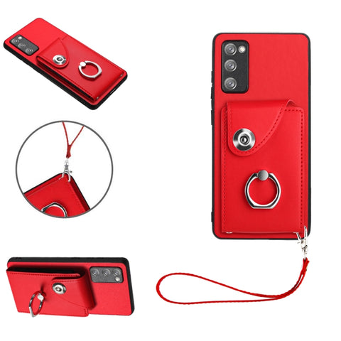 Organ Card Bag Ring Holder PU Phone Case with Lanyard, For Samsung Galaxy A14 5G, For Samsung Galaxy A04 4G, For Samsung Galaxy A13 5G/A04s, For Samsung Galaxy S20 FE, For Samsung Galaxy A23 165.4mm, For Samsung Galaxy A53 5G, For Samsung Galaxy A33 5G...