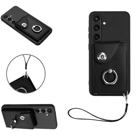 Organ Card Bag Ring Holder PU Phone Case with Lanyard, For Samsung Galaxy A55, For Samsung Galaxy A35, For Samsung Galaxy S24 Ultra 5G, For Samsung Galaxy S24+ 5G, For Samsung Galaxy S24 5G, For Samsung Galaxy A15 4G Global                             ...