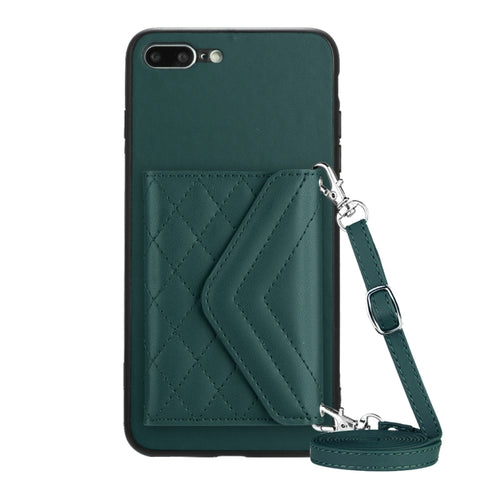 Rhombic Texture Card Bag RFID Phone Case with Long Lanyard, For iPhone 12 mini, For iPhone 11 Pro Max, For iPhone 11, For iPhone 11 Pro, For iPhone XS / X, For iPhone XR, For iPhone XS Max, For iPhone 8 Plus / 7 Plus