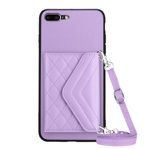 Rhombic Texture Card Bag RFID Phone Case with Long Lanyard, For iPhone 12 mini, For iPhone 11 Pro Max, For iPhone 11, For iPhone 11 Pro, For iPhone XS / X, For iPhone XR, For iPhone XS Max, For iPhone 8 Plus / 7 Plus