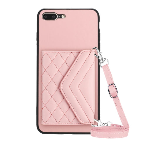 Rhombic Texture Card Bag RFID Phone Case with Long Lanyard, For iPhone 12 mini, For iPhone 11 Pro Max, For iPhone 11, For iPhone 11 Pro, For iPhone XS / X, For iPhone XR, For iPhone XS Max, For iPhone 8 Plus / 7 Plus