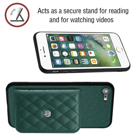 Rhombic Texture Card Bag RFID Phone Case with Long Lanyard, For iPhone SE 2022 / SE 2020, For iPhone 13 Pro Max, For iPhone 13 Pro, For iPhone 13, For iPhone 13 mini, For iPhone 12, For iPhone 12 Pro Max, For iPhone 12 Pro