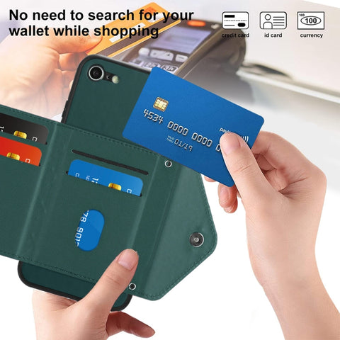 Rhombic Texture Card Bag RFID Phone Case with Long Lanyard, For iPhone SE 2022 / SE 2020, For iPhone 13 Pro Max, For iPhone 13 Pro, For iPhone 13, For iPhone 13 mini, For iPhone 12, For iPhone 12 Pro Max, For iPhone 12 Pro