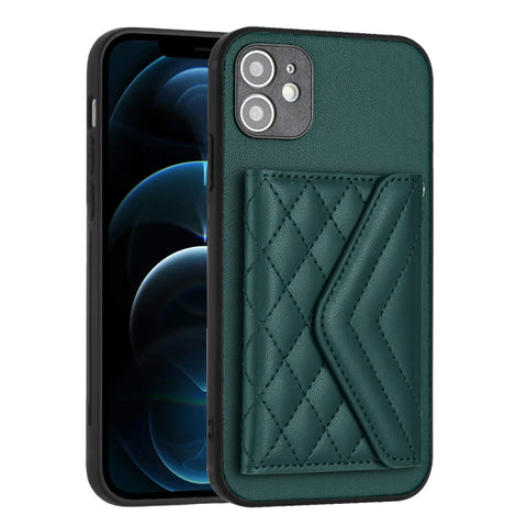 Rhombic Texture Card Bag RFID Phone Case with Long Lanyard, For iPhone 12 mini, For iPhone 11 Pro Max, For iPhone 11, For iPhone 11 Pro, For iPhone XS / X, For iPhone XR, For iPhone XS Max, For iPhone 8 Plus / 7 Plus