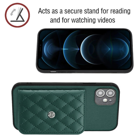 Rhombic Texture Card Bag RFID Phone Case with Long Lanyard, For iPhone 12 mini, For iPhone 11 Pro Max, For iPhone 11, For iPhone 11 Pro, For iPhone XS / X, For iPhone XR, For iPhone XS Max, For iPhone 8 Plus / 7 Plus