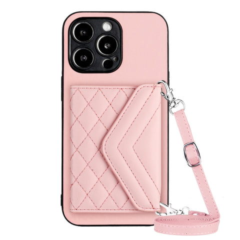 Rhombic Texture Card Bag RFID Phone Case with Long Lanyard, For iPhone SE 2022 / SE 2020, For iPhone 13 Pro Max, For iPhone 13 Pro, For iPhone 13, For iPhone 13 mini, For iPhone 12, For iPhone 12 Pro Max, For iPhone 12 Pro