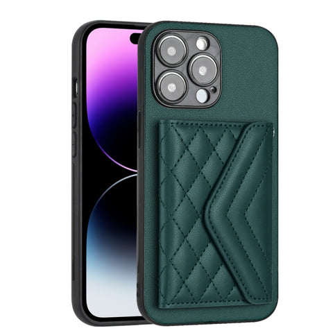Rhombic Texture Card Bag RFID Phone Case with Long Lanyard, For iPhone 15 Pro Max, For iPhone 15 Pro, For iPhone 15 Plus, For iPhone 15, For iPhone 14 Plus, For iPhone 14, For iPhone 14 Pro, For iPhone 14 Pro Max