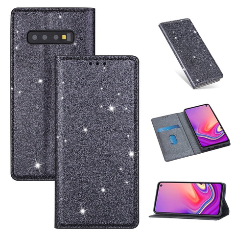 Ultrathin Glitter Magnetic Horizontal Flip Leather Case with Holder & Card Slots, For Samsung Galaxy Note 10, For Samsung Galaxy Note 10 Plus, For Samsung Galaxy S9, For Samsung Galaxy S10, For Samsung Galaxy S10e, For Samsung Galaxy S10+              ...