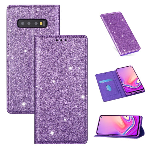 Ultrathin Glitter Magnetic Horizontal Flip Leather Case with Holder & Card Slots, For Samsung Galaxy Note 10, For Samsung Galaxy Note 10 Plus, For Samsung Galaxy S9, For Samsung Galaxy S10, For Samsung Galaxy S10e, For Samsung Galaxy S10+              ...