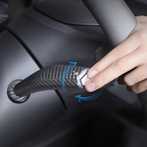 For Tesla Model 3 / Y 2pcs/Set Car Turn Signal Lever Carbon Fiber Pattern Protective Cover