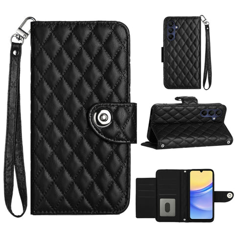 Rhombic Texture Flip Leather Phone Case with Lanyard, For Samsung Galaxy A15 5G, For Samsung Galaxy A55, For Samsung Galaxy A35, For Samsung Galaxy S24 Ultra 5G, For Samsung Galaxy S24+ 5G, For Samsung Galaxy S24 5G, For Samsung Galaxy A05             ...