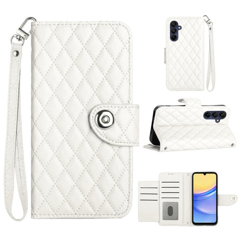 Rhombic Texture Flip Leather Phone Case with Lanyard, For Samsung Galaxy A15 5G, For Samsung Galaxy A55, For Samsung Galaxy A35, For Samsung Galaxy S24 Ultra 5G, For Samsung Galaxy S24+ 5G, For Samsung Galaxy S24 5G, For Samsung Galaxy A05             ...