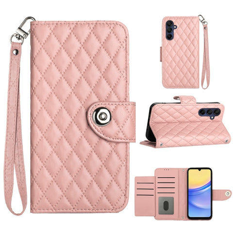 Rhombic Texture Flip Leather Phone Case with Lanyard, For Samsung Galaxy A15 5G, For Samsung Galaxy A55, For Samsung Galaxy A35, For Samsung Galaxy S24 Ultra 5G, For Samsung Galaxy S24+ 5G, For Samsung Galaxy S24 5G, For Samsung Galaxy A05             ...