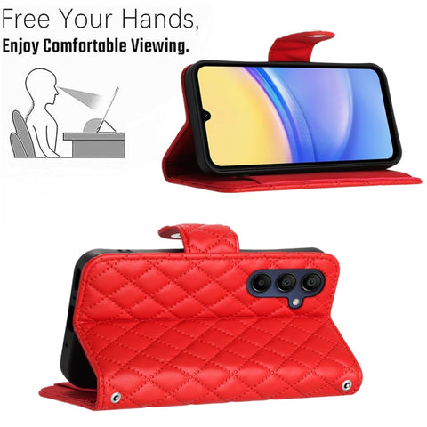 Rhombic Texture Flip Leather Phone Case with Lanyard, For Samsung Galaxy A15 5G, For Samsung Galaxy A55, For Samsung Galaxy A35, For Samsung Galaxy S24 Ultra 5G, For Samsung Galaxy S24+ 5G, For Samsung Galaxy S24 5G, For Samsung Galaxy A05             ...