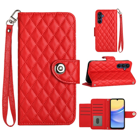 Rhombic Texture Flip Leather Phone Case with Lanyard, For Samsung Galaxy A15 5G, For Samsung Galaxy A55, For Samsung Galaxy A35, For Samsung Galaxy S24 Ultra 5G, For Samsung Galaxy S24+ 5G, For Samsung Galaxy S24 5G, For Samsung Galaxy A05             ...