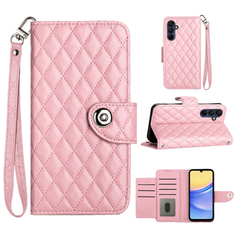 Rhombic Texture Flip Leather Phone Case with Lanyard, For Samsung Galaxy A15 5G, For Samsung Galaxy A55, For Samsung Galaxy A35, For Samsung Galaxy S24 Ultra 5G, For Samsung Galaxy S24+ 5G, For Samsung Galaxy S24 5G, For Samsung Galaxy A05             ...