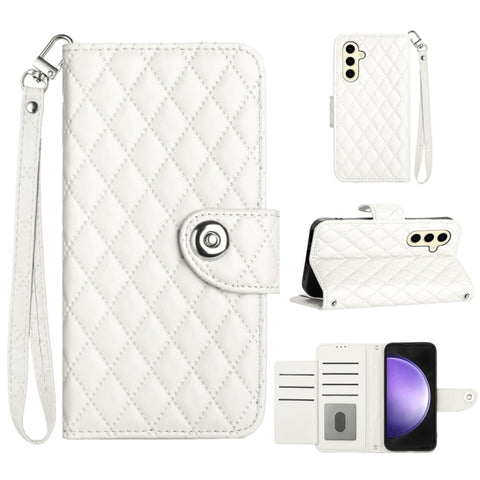 Rhombic Texture Flip Leather Phone Case with Lanyard, For Samsung Galaxy A15 5G, For Samsung Galaxy A55, For Samsung Galaxy A35, For Samsung Galaxy S24 Ultra 5G, For Samsung Galaxy S24+ 5G, For Samsung Galaxy S24 5G, For Samsung Galaxy A05             ...