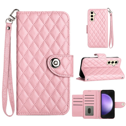 Rhombic Texture Flip Leather Phone Case with Lanyard, For Samsung Galaxy A15 5G, For Samsung Galaxy A55, For Samsung Galaxy A35, For Samsung Galaxy S24 Ultra 5G, For Samsung Galaxy S24+ 5G, For Samsung Galaxy S24 5G, For Samsung Galaxy A05             ...