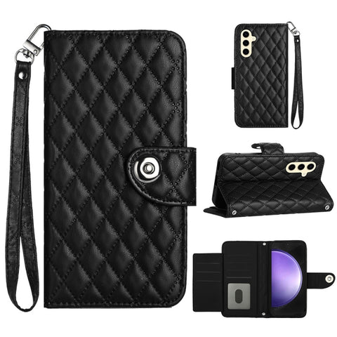 Rhombic Texture Flip Leather Phone Case with Lanyard, For Samsung Galaxy A15 5G, For Samsung Galaxy A55, For Samsung Galaxy A35, For Samsung Galaxy S24 Ultra 5G, For Samsung Galaxy S24+ 5G, For Samsung Galaxy S24 5G, For Samsung Galaxy A05             ...