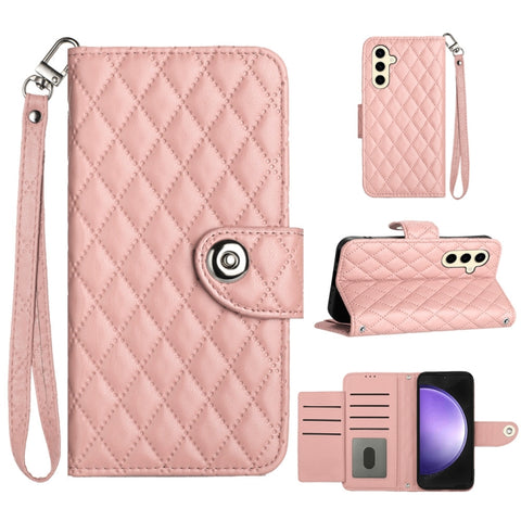 Rhombic Texture Flip Leather Phone Case with Lanyard, For Samsung Galaxy A15 5G, For Samsung Galaxy A55, For Samsung Galaxy A35, For Samsung Galaxy S24 Ultra 5G, For Samsung Galaxy S24+ 5G, For Samsung Galaxy S24 5G, For Samsung Galaxy A05             ...