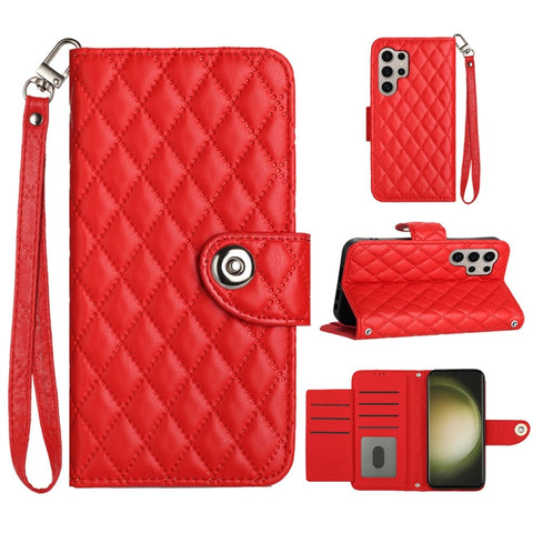 Rhombic Texture Flip Leather Phone Case with Lanyard, For Samsung Galaxy A15 5G, For Samsung Galaxy A55, For Samsung Galaxy A35, For Samsung Galaxy S24 Ultra 5G, For Samsung Galaxy S24+ 5G, For Samsung Galaxy S24 5G, For Samsung Galaxy A05             ...
