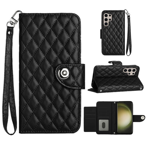 Rhombic Texture Flip Leather Phone Case with Lanyard, For Samsung Galaxy A15 5G, For Samsung Galaxy A55, For Samsung Galaxy A35, For Samsung Galaxy S24 Ultra 5G, For Samsung Galaxy S24+ 5G, For Samsung Galaxy S24 5G, For Samsung Galaxy A05             ...