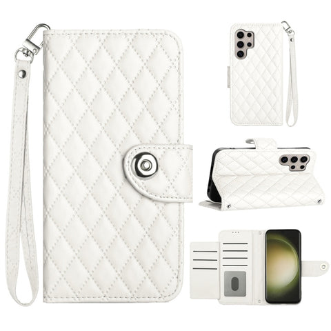 Rhombic Texture Flip Leather Phone Case with Lanyard, For Samsung Galaxy A15 5G, For Samsung Galaxy A55, For Samsung Galaxy A35, For Samsung Galaxy S24 Ultra 5G, For Samsung Galaxy S24+ 5G, For Samsung Galaxy S24 5G, For Samsung Galaxy A05             ...