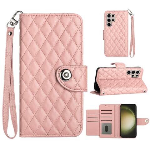 Rhombic Texture Flip Leather Phone Case with Lanyard, For Samsung Galaxy A15 5G, For Samsung Galaxy A55, For Samsung Galaxy A35, For Samsung Galaxy S24 Ultra 5G, For Samsung Galaxy S24+ 5G, For Samsung Galaxy S24 5G, For Samsung Galaxy A05             ...