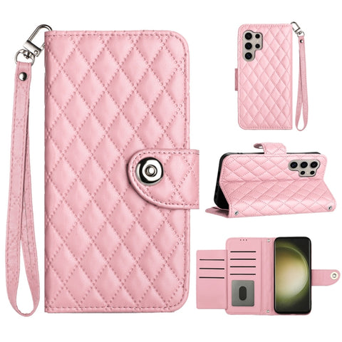 Rhombic Texture Flip Leather Phone Case with Lanyard, For Samsung Galaxy A15 5G, For Samsung Galaxy A55, For Samsung Galaxy A35, For Samsung Galaxy S24 Ultra 5G, For Samsung Galaxy S24+ 5G, For Samsung Galaxy S24 5G, For Samsung Galaxy A05             ...