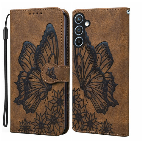 Retro Skin Feel Butterflies Embossing Horizontal Flip Leather Phone Case, For Samsung Galaxy A16 5G, For Samsung Galaxy A55 5G, For Samsung Galaxy A35 5G
