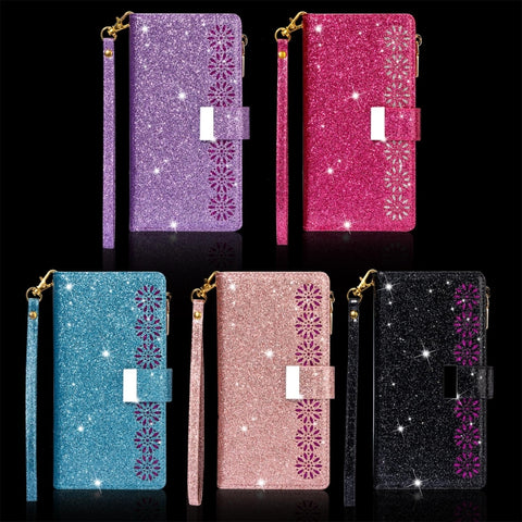 Multi-card Slots Starry Sky Laser Carving Glitter Zipper Horizontal Flip Leather Case with Holder & Wallet & Lanyard, For Samsung Galaxy A51, For Samsung Galaxy A81 / Note 10 Lite / M60s, For Samsung Galaxy A91 / S10 Lite / M80s                        ...