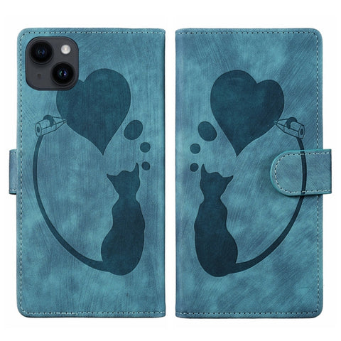 Pen Heart Cat Embossed Leather Phone Case, For iPhone 14 Plus, For iPhone 14, For iPhone 14 Pro, For iPhone 14 Pro Max, For iPhone 7 / 8 / SE 2022, For iPhone 13 Pro Max, For iPhone 13 Pro, For iPhone 13