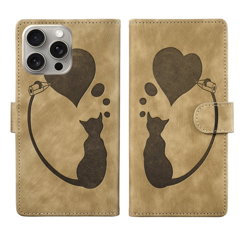 Pen Heart Cat Embossed Leather Phone Case, For iPhone 14 Plus, For iPhone 14, For iPhone 14 Pro, For iPhone 14 Pro Max, For iPhone 7 / 8 / SE 2022, For iPhone 13 Pro Max, For iPhone 13 Pro, For iPhone 13