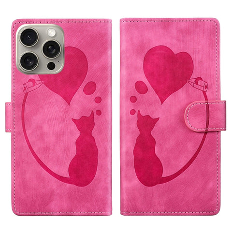 Pen Heart Cat Embossed Leather Phone Case, For iPhone 14 Plus, For iPhone 14, For iPhone 14 Pro, For iPhone 14 Pro Max, For iPhone 7 / 8 / SE 2022, For iPhone 13 Pro Max, For iPhone 13 Pro, For iPhone 13