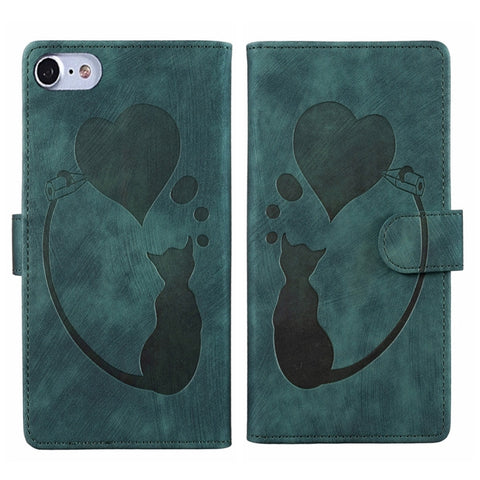 Pen Heart Cat Embossed Leather Phone Case, For iPhone 14 Plus, For iPhone 14, For iPhone 14 Pro, For iPhone 14 Pro Max, For iPhone 7 / 8 / SE 2022, For iPhone 13 Pro Max, For iPhone 13 Pro, For iPhone 13