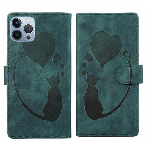 Pen Heart Cat Embossed Leather Phone Case, For iPhone 14 Plus, For iPhone 14, For iPhone 14 Pro, For iPhone 14 Pro Max, For iPhone 7 / 8 / SE 2022, For iPhone 13 Pro Max, For iPhone 13 Pro, For iPhone 13