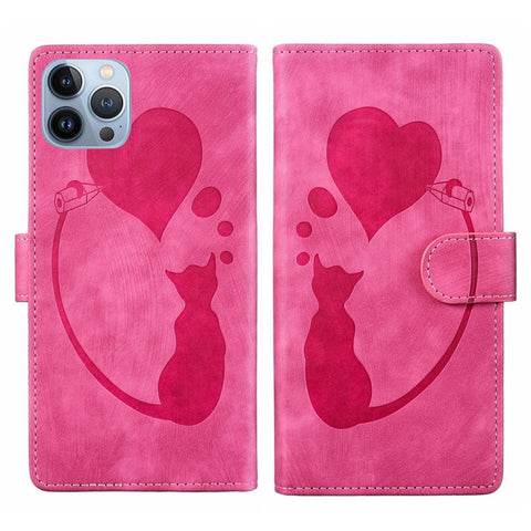 Pen Heart Cat Embossed Leather Phone Case, For iPhone 14 Plus, For iPhone 14, For iPhone 14 Pro, For iPhone 14 Pro Max, For iPhone 7 / 8 / SE 2022, For iPhone 13 Pro Max, For iPhone 13 Pro, For iPhone 13