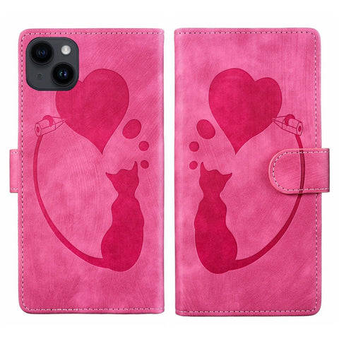 Pen Heart Cat Embossed Leather Phone Case, For iPhone 13 mini, For iPhone 12, For iPhone 12 Pro Max, For iPhone 12 Pro, For iPhone 12 mini, For iPhone 11 Pro Max, For iPhone 11, For iPhone 11 Pro