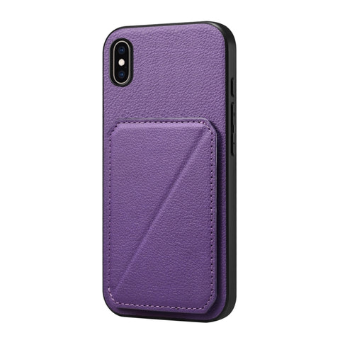 D04 Calf Texture Dual Card Slot Holder Phone Case, For iPhone 11, For iPhone 11 Pro, For iPhone X / XS, For iPhone XR, For iPhone XS Max, For iPhone 7 Plus / 8 Plus