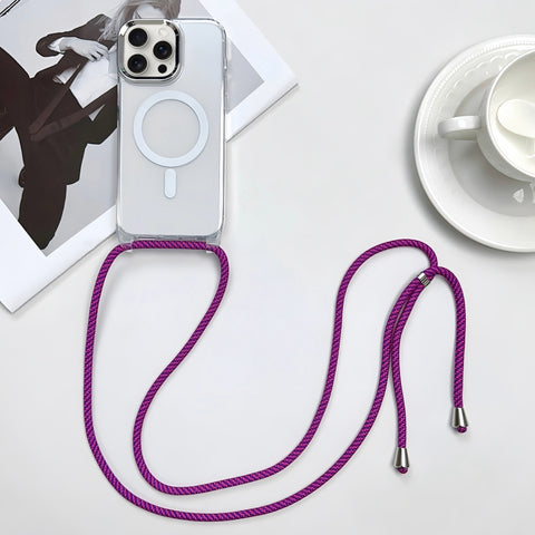 MagSafe Magnetic PC + TPU Phone Case with Lanyard, For iPhone 16, For iPhone 15 Pro Max, For iPhone 15 Pro, For iPhone 15 Plus