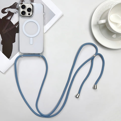 MagSafe Magnetic PC + TPU Phone Case with Lanyard, For iPhone 16, For iPhone 15 Pro Max, For iPhone 15 Pro, For iPhone 15 Plus