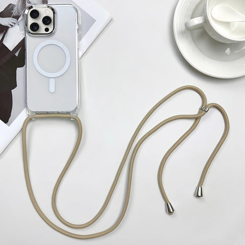 MagSafe Magnetic PC + TPU Phone Case with Lanyard, For iPhone 16, For iPhone 15 Pro Max, For iPhone 15 Pro, For iPhone 15 Plus