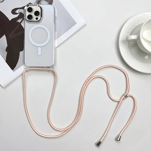 MagSafe Magnetic PC + TPU Phone Case with Lanyard, For iPhone 16, For iPhone 15 Pro Max, For iPhone 15 Pro, For iPhone 15 Plus