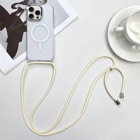 MagSafe Magnetic PC + TPU Phone Case with Lanyard, For iPhone 16, For iPhone 15 Pro Max, For iPhone 15 Pro, For iPhone 15 Plus