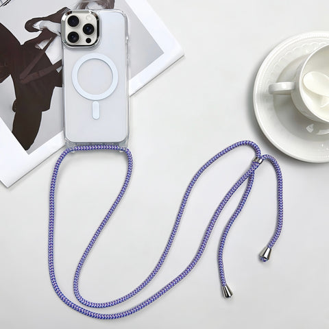 MagSafe Magnetic PC + TPU Phone Case with Lanyard, For iPhone 16, For iPhone 15 Pro Max, For iPhone 15 Pro, For iPhone 15 Plus