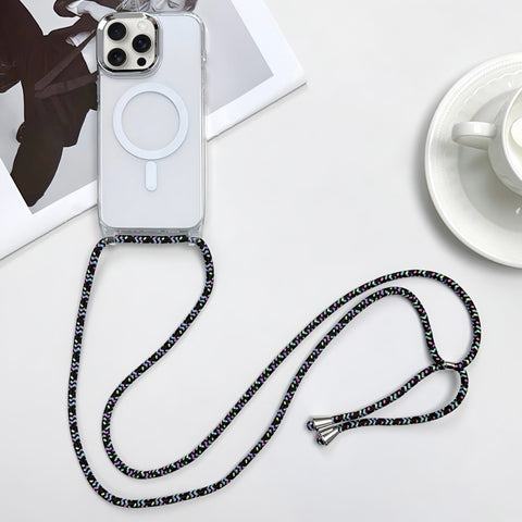 MagSafe Magnetic PC + TPU Phone Case with Lanyard, For iPhone 16, For iPhone 15 Pro Max, For iPhone 15 Pro, For iPhone 15 Plus
