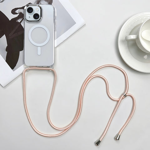 MagSafe Magnetic PC + TPU Phone Case with Lanyard, For iPhone 16, For iPhone 15 Pro Max, For iPhone 15 Pro, For iPhone 15 Plus